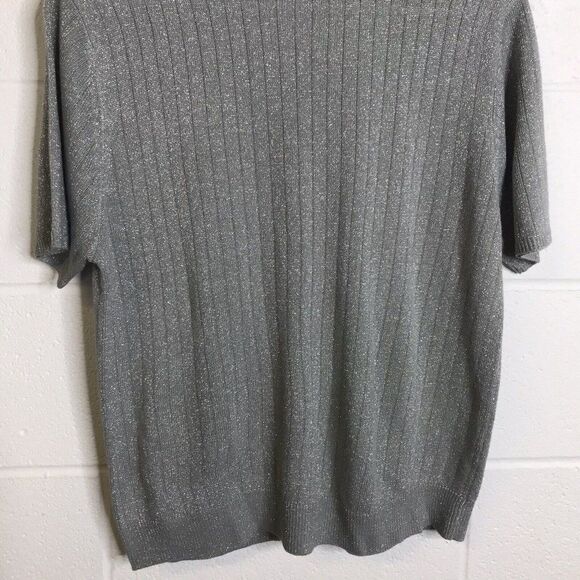 Vtg Sag Harbor Womens Silver Gray Metallic Knit Turtleneck Sweater Size Small - Picture 3 of 9